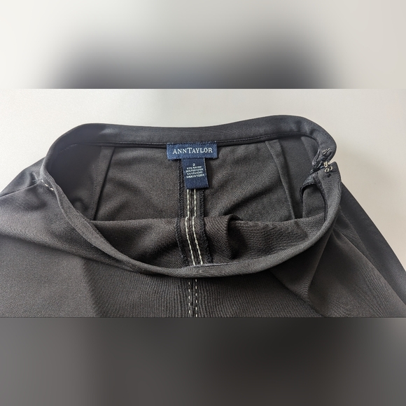 Ann Taylor Dark Brown Boat Neck Blouse/Skirt. White Stitching Detailing. Vintage - Picture 10 of 16